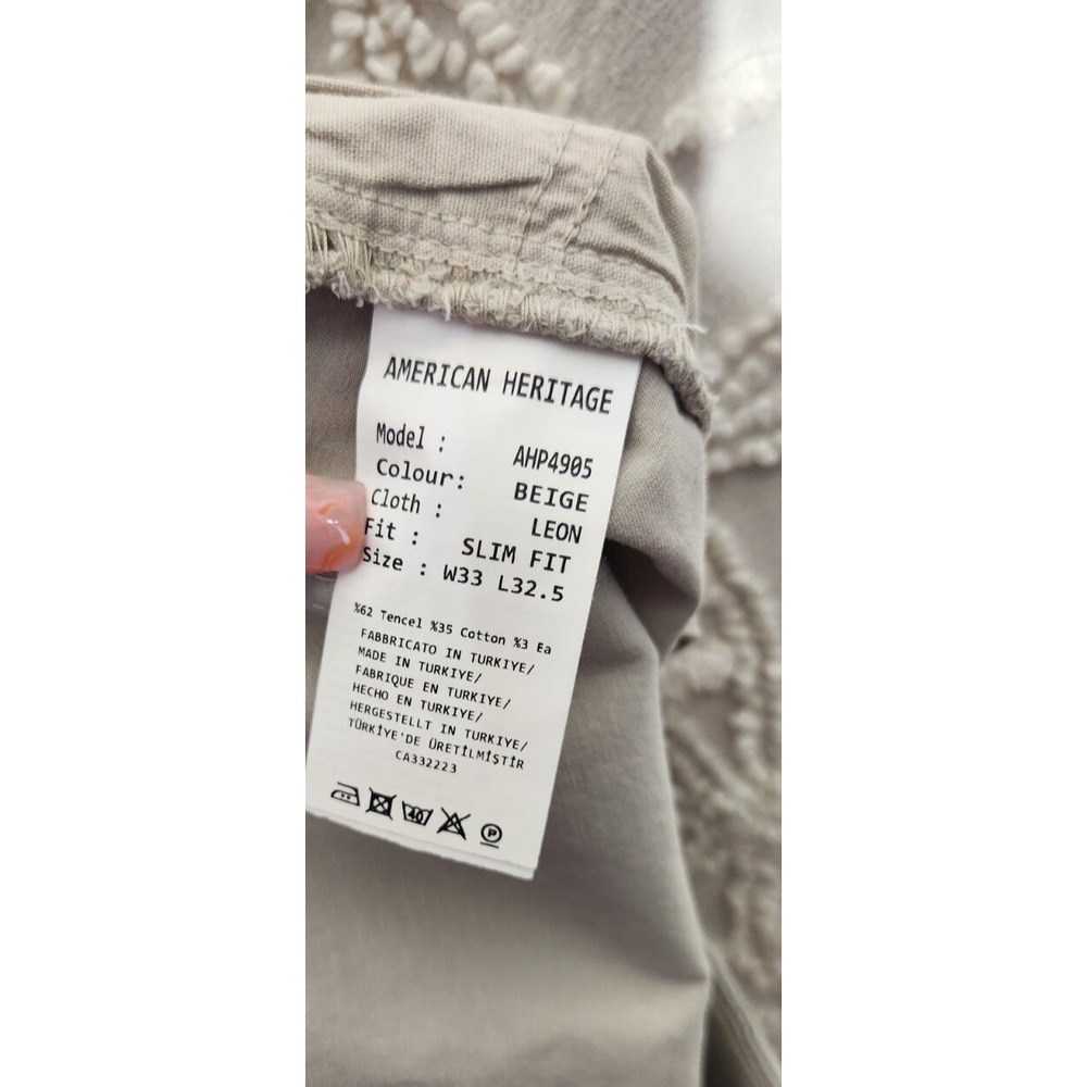 American Heritage Mens Tencel Slim Pants Size 33x32 Beige Business Casual Preppy - Picture 10 of 12
